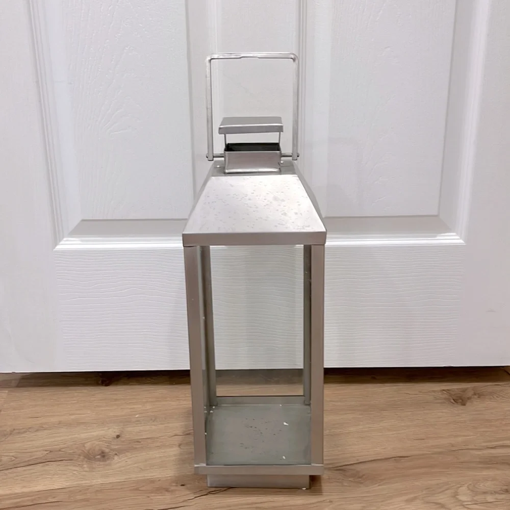West Elm Modern Candle Lantern Glass & Metal EUC